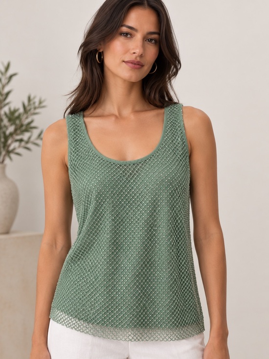 Anthropologie Tops - Anthropologie Sunday in Brooklyn womens Rhinestone Mesh Tank tops size XL